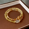 Double-layer gold-plated beaded ceramic bracelet with yellow quartz and Pixiu charm - 39# Bracelet-Gold-Yellow (6mm Pixiu Lucky Beads)