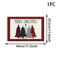 Detail view of red plaid Christmas tree placemat showing 44x29.5cm dimensions - 1 Piece