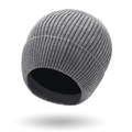 Gorro de punto acanalado gris oscuro con forro cálido y diseño de dobladillo - Talla única / Gris claro