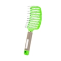 Spazzola curva verde con impugnatura beige antiscivolo e setole nere ventilate - Tipo Ventilato Standard / Verde