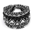 Bohemian black and white geometric pattern wide elastic cotton sport headband for women - 38-Black White Geometric