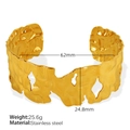 Goldenes Punk-Edelstahlarmband mit Hammerschlag-Optik und 24,8 mm breitem Design - Verstellbarer offener Stil / Unregelmäßig Gehämmert Gold (SZ162)