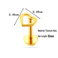 Gouden hartvormige piercing van titaniumlegering met 8 mm staafje en een gepolijste afwerking - Grote Hartversie (0.45cm x 0.49cm) / Goud