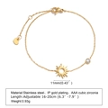 Detalles de dimensiones para pulsera de sol de acero dorado con circonita cúbica clara - Dorado-Forma de Sol(BR-1140G)