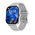 Silver smartwatch with light gray silicone strap and blue beta fish display wallpaper - Silicone Strap / Silver