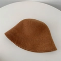 Japanese style brown knit bucket hat for women with a warm textured finish - One Size / Orange
