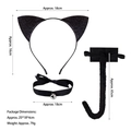 Ensemble cosplay oreilles de chat pailletées avec tour de cou et queue en peluche noire - Oreilles de chat noires pailletées + Choker clochette + Queue 65cm (Set de 3) / Noir