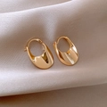 Minimalist geometric gold metal hoop earrings with a smooth polished finish - Gold Minimalist Round Bag Buckle Ear Hook