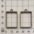 Set of two rectangular bronze alloy hollow frames for DIY jewelry and resin crafts - Small Rectangle (10490) / 21x30mm / Bronze