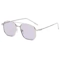 Modern silver metal double bridge sunglasses with translucent light purple lenses - Silver Frame Light Purple Lenses