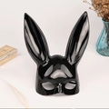 Maschera da coniglio nera lucida con orecchie lunghe per Halloween e feste sexy - Coniglio non luminoso Morbido-Nero