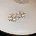 Élégantes créoles dorées en forme de C avec perles blanches pour un style vintage français - 67# Tige d'oreille en argent sterling 925 Blanc