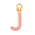 Pink enamel letter J pendant with golden metal frame for personalized necklaces - Pink-Letter J