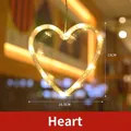 Warm yellow heart-shaped LED hanging light for Christmas window decoration 16.5x13cm - Heart
