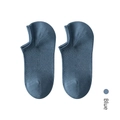 Blue breathable mesh low-cut invisible cotton boat socks with non-slip silicone heel - Blue