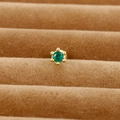 Golden cartilage earring featuring a sunburst green zircon in a six-prong screw-back design - Gold Sunflower Style