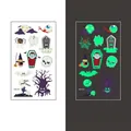 Luminous Halloween cartoon tattoo WS-374 with glowing ghost and spider web patterns - Vampire Coffin and Dead Tree Style (WS-374)