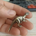 Antique brass T-Rex dinosaur figurine with detailed scale texture for desktop decoration - T-Rex
