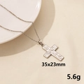 Halskette mit Kreuzanhänger aus Silber-Edelstahl und Sonnenblumenrelief 35x23mm - Sonnenblume Kreuz (S1284-S+N22-S) / Silber