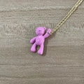 Chic pink bear pendant necklace with golden chain for trendy dopamine style outfits - Large Bear / Pink