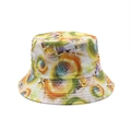 Close-up of vibrant tie-dye pattern and parallel stitching on the reversible bucket hat - Artistic Digital Lava (04)