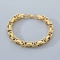Pulsera bizantina gruesa bañada en oro con eslabones de sarga y cierre de langosta - Dorado