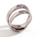 Polished silver stainless steel double-layer cross ring with minimalist design - US 6 / Silver