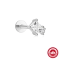 S925 sterling silver flat back stud with square and round clear zircon stones - #3 Platinum Gold-Single