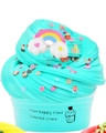 Scented turquoise slime with rainbow cloud accessory and mixed candy charms in a cup - 50ml / Deep Green Rainbow