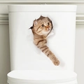 3D katten toiletsticker met een cyperkat die uit een gat kijkt voor badkamerdecoratie - Cyperse Kat Steekt Poot Uit/AD1153 / 20*30cm