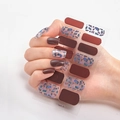 Deep red and blue purple mosaic 3D laser gold nail polish stickers DQ3-33 variant - Deep Red Brown Blue Purple Mosaic Pattern Style (DQ3-033)