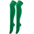Over-the-knee socks in bright green knit cotton blend with ribbed anti-slip cuffs - Green