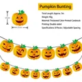 Bannière citrouille Halloween avec 8 pièces de carton recto-verso sur une corde de 3m - HL-Bannière Halloween 002-Expression de Citrouille Classique
