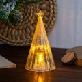 Luminous crystal Christmas tree night light with gold glitter and warm LED glowing effect - Glitter Stripes