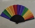 Rainbow striped folding fan with black frame for summer dance and stylish decoration - Rainbow Fan Vertical Black