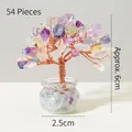 Handmade mixed crystal money tree with 54 colorful gemstone leaves and copper wire trunk - 54 Crystals Rainbow Fluorite (Mini Fish Tank)