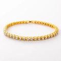 Elegant gold tennis bracelet with brilliant cut round cubic zirconia stones for women - 4mm-7inch/18cm / Gold