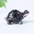 Natural garnet red crystal turtle figurine with transparent limbs for desktop decoration - 29 Garnet