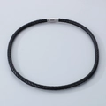 Minimalistisches schwarzes Lederarmband mit silbernem magnetischem Zylinderverschluss - Stil A-6mm Schwarze Kordel-Silberner Verschluss-Halskette