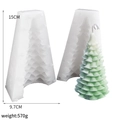 Christmas tree silicone mold for DIY candles with 15cm height and 9.7cm width dimensions - Large Cedar Tree - Split Mold / Milky White