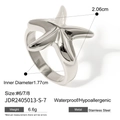 Seestern-Ring Größe #7 in Silber-Finish mit 1,77 cm Durchmesser, hypoallergen und wasserfest - US 7 / Silber Seestern Stil (JDR2405013-S)