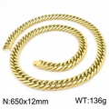Chaîne cubaine dorée 12mm pour homme avec fermoir carré, longueur 650mm et 136g - Collier Or