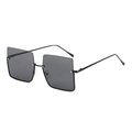 Gafas de sol cuadradas sin montura negras con patillas finas de metal de moda - Montura Negra Lente Gris
