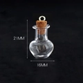 Mini pear-shaped glass wish bottle pendant with cork and metal loop, size 21x16mm - Transparent B-Style Vase + Eye Pin Cork
