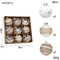 Set da 9 palline di Natale da 8cm con pizzo bianco e motivi dorati in confezione - Tipo B - Stile Fiocco di Neve Renna Perla (Set da 9)