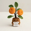 Handmade crochet orange fruit plant in pot with positive emotional support message card - Orange Tree