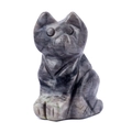 Minimalist cat shaped gray gemstone carving figurine made of natural agate stone - 1.5 Inch / Blue Sodalite