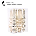 Set di 6 decorazioni natalizie a goccia in oro champagne e argento con onde a spirale - Champagne