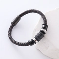 Bracciale in pelle intrecciata a doppio strato con chiusura magnetica in acciaio inox - Pelle Marrone