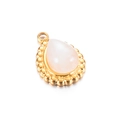 Pendente boho a goccia in acciaio inossidabile dorato con pietra rosa traslucida - Rosa